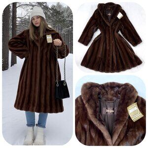 Neiman Marcus brown natural mink coat M